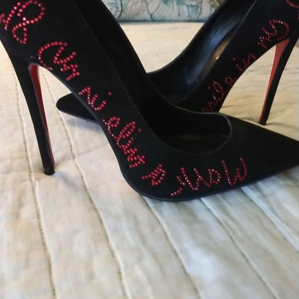 Red Sole! Black Stiletto Heels with Red Accents